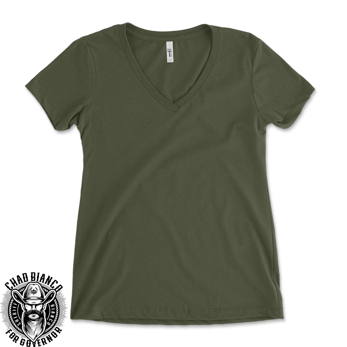 Bianco For Governor Women's Mil Green V-Neck