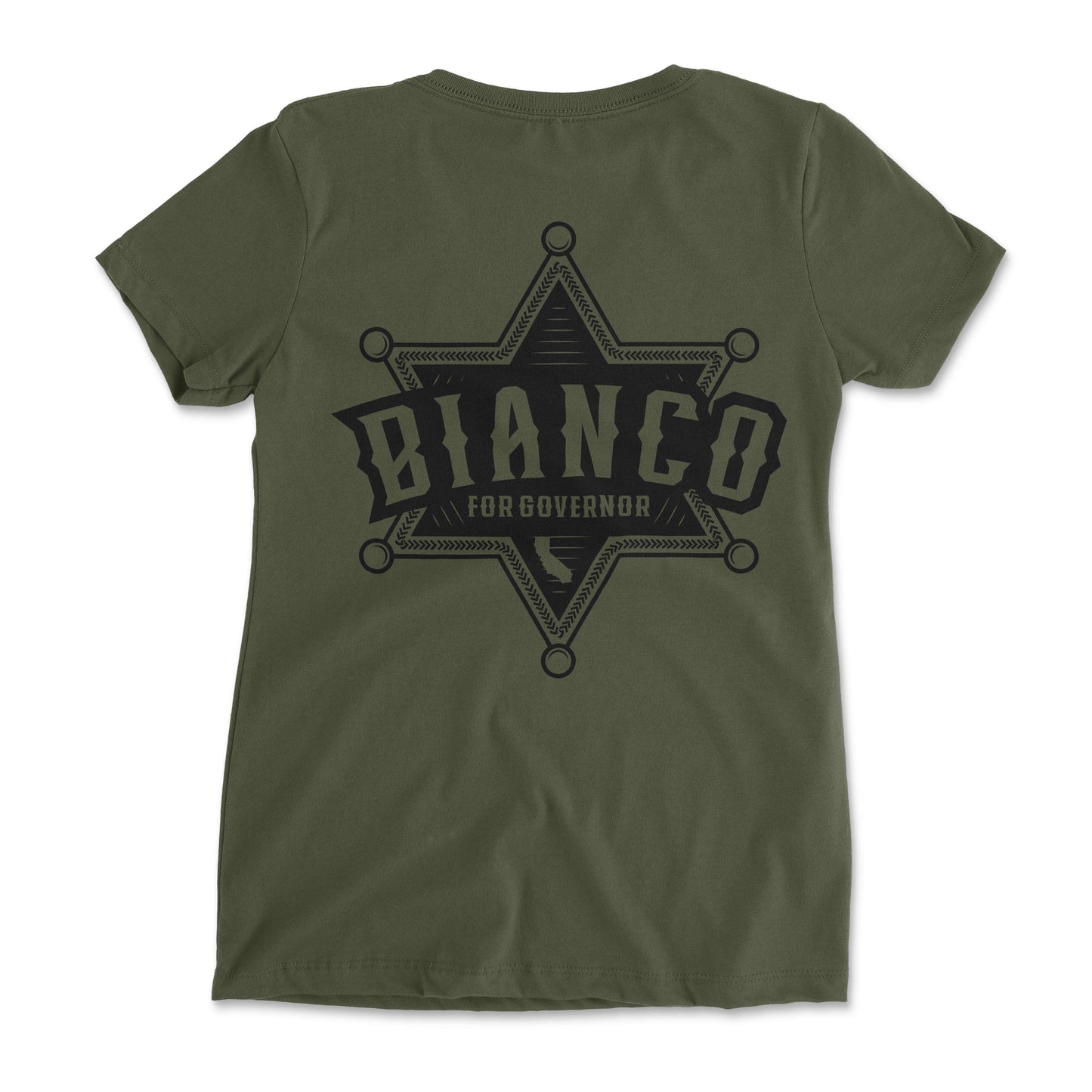Sheriff Star Women's Mil Green V-Neck