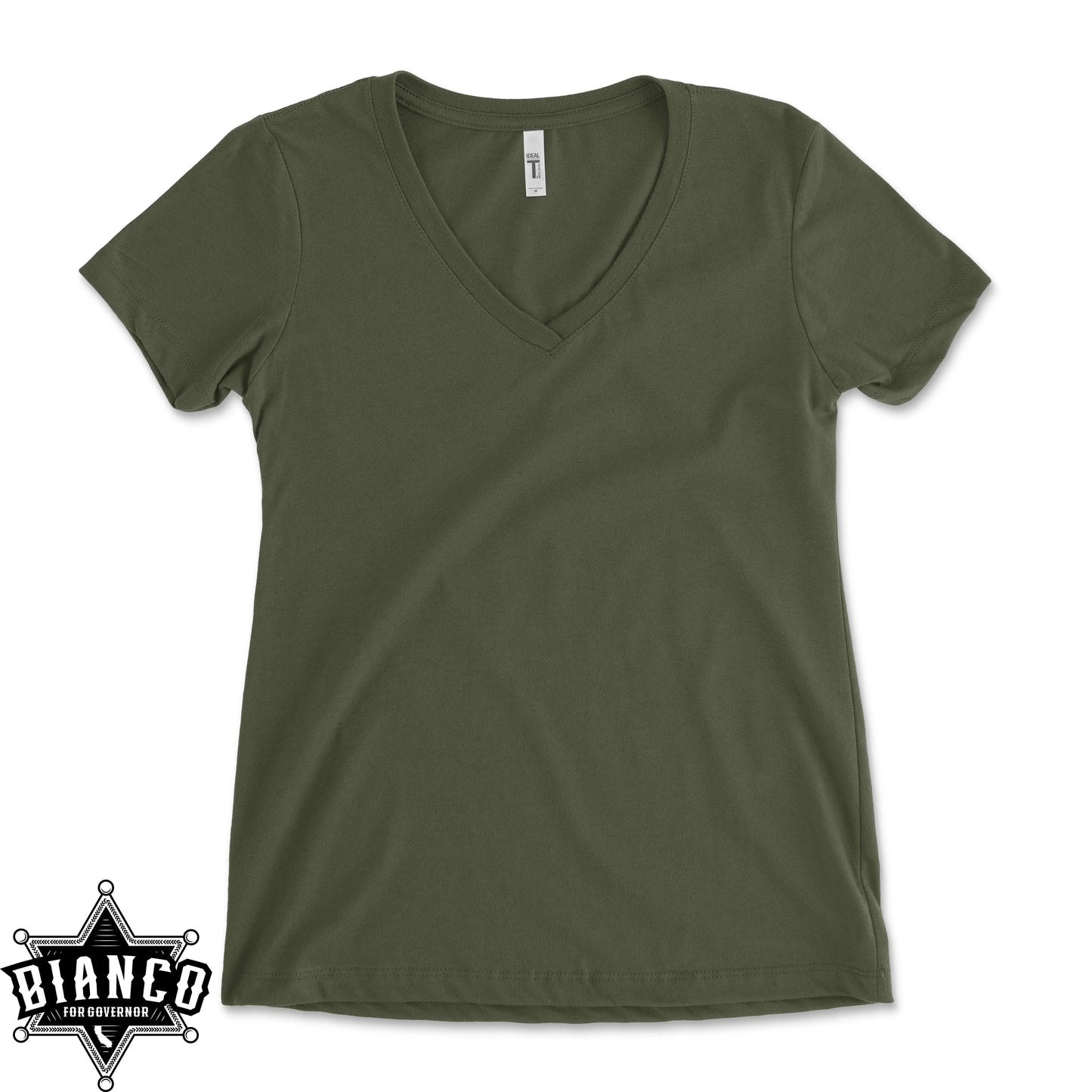 Sheriff Star Women's Mil Green V-Neck
