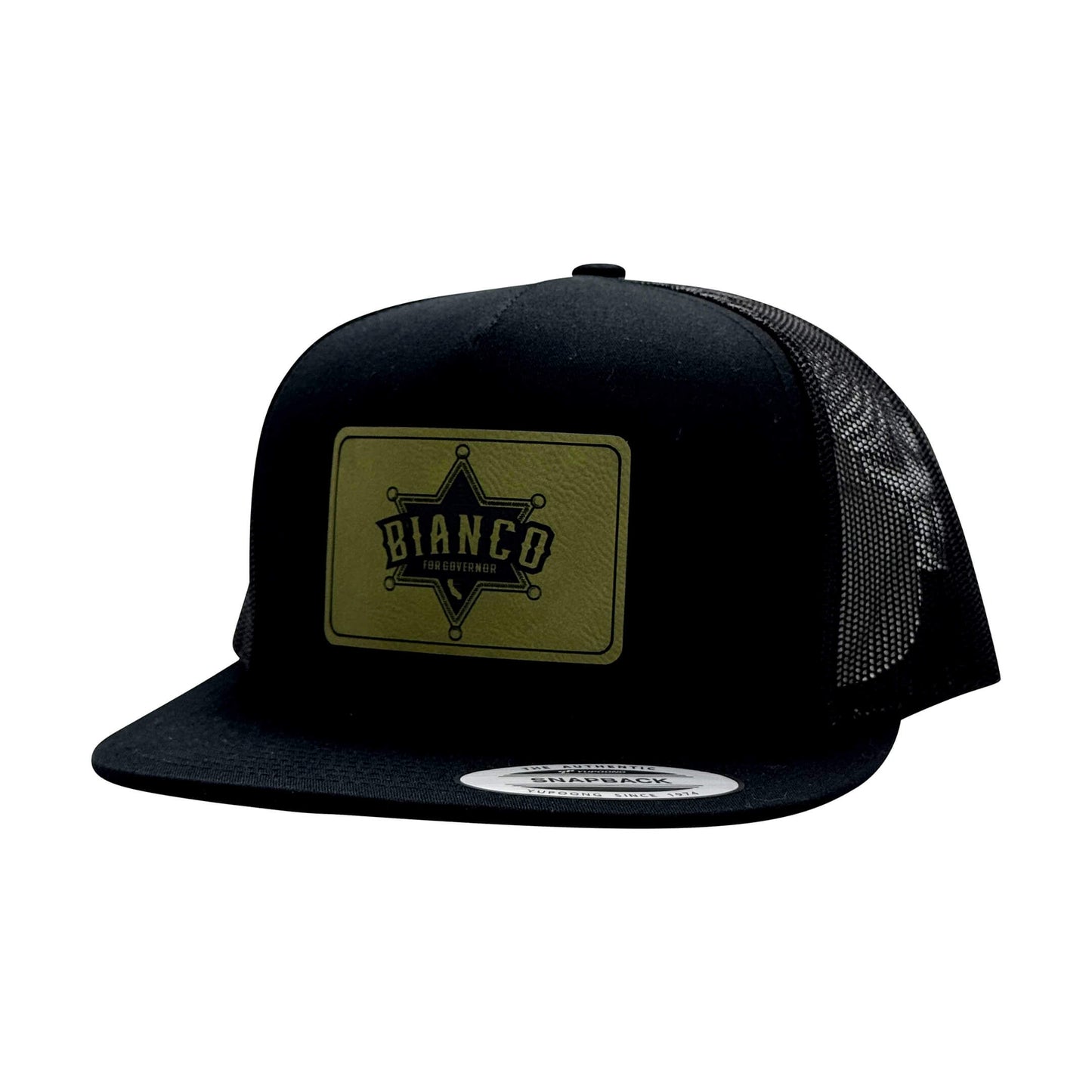 Sheriff Star Black Flat Bill Snapback Hat