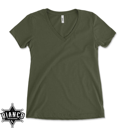 Sheriff Star Women's Mil Green V-Neck
