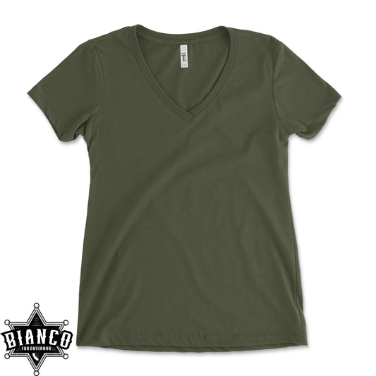 Sheriff Star Women's Mil Green V-Neck