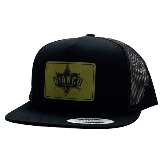 Sheriff Star Black Flat Bill Snapback Hat